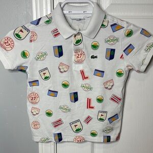 Lacoste Kids Polo Shirt - White with Colorful Graphics